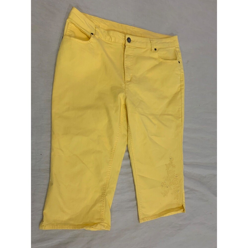 BASIC EDITIONS WOMENS EMBROIDERED JEANS CAPRIS PANTS SIZE 16
